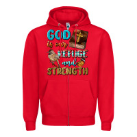 Red God Is Our Refuge And Strength Zipper Hoodie - BundleAndBundleShop