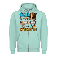 Seafoam God Is Our Refuge And Strength Zipper Hoodie - BundleAndBundleShop