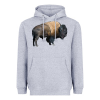 Heather Grey Bison Buffalo Heavyweight Hoodie - LillyAllenDesigns