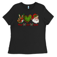 Black peace love santa Ladies Tee - RanaPortraitStore