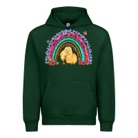 Forest Green easter flowers and butterfly with chicks rainbow Urban Hoodie - Artiststas