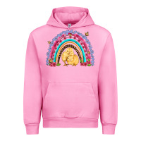 Fuchsia Pink easter flowers and butterfly with chicks rainbow Urban Hoodie - Artiststas