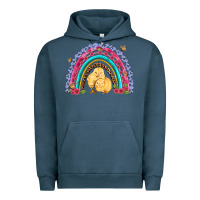 Pigment Midnight Navy easter flowers and butterfly with chicks rainbow Urban Hoodie - Artiststas
