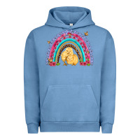 Pigment Pebble Blue easter flowers and butterfly with chicks rainbow Urban Hoodie - Artiststas