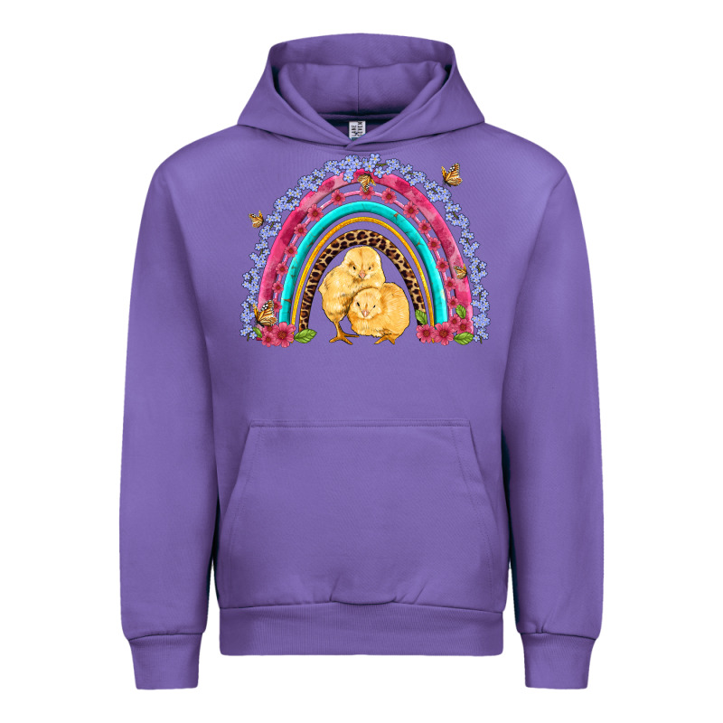 Easter Flowers And Butterfly With Chicks Rainbow Urban Hoodie by Artiststas | Teevron