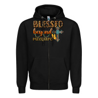 Black Blessed Beyond Measure Zipper Hoodie - BundleAndBundleShop