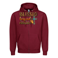 Burgundy Blessed Beyond Measure Zipper Hoodie - BundleAndBundleShop