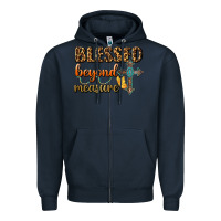 Navy Blessed Beyond Measure Zipper Hoodie - BundleAndBundleShop