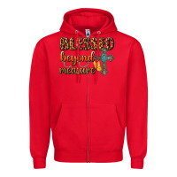 Red Blessed Beyond Measure Zipper Hoodie - BundleAndBundleShop