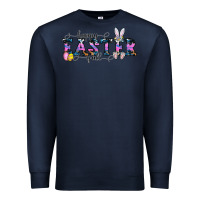 Navy Happy Easter Y'all Premium Sweatshirt - CowhideDigitalArt