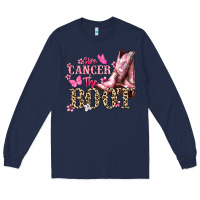 Navy Give Cancer the boot Cancer Awareness Long Sleeve Tee - HowdyJamesFarm