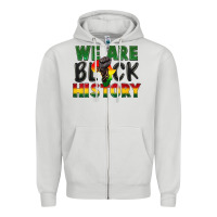 Dove Grey we are black history Zipper Hoodie - FaDigitalArtStudio