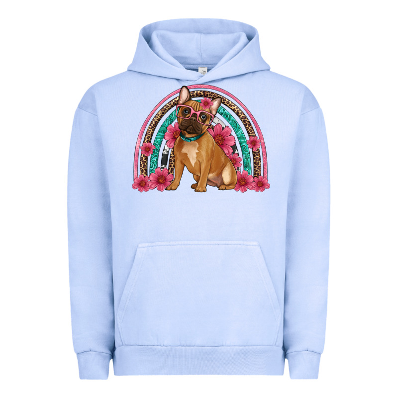 French Bulldog Floral Rainbow Urban Hoodie by Artiststas | Teevron