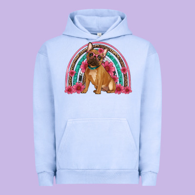 French Bulldog Floral Rainbow Urban Hoodie Designed By Artiststas