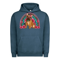 Pigment Midnight Navy french bulldog floral rainbow Urban Hoodie - Artiststas