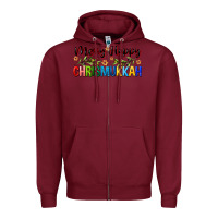 Burgundy merry happy chrismukkah with olive branch Zipper Hoodie - FaDigitalArtStudio