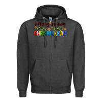 Charcoal Heather merry happy chrismukkah with olive branch Zipper Hoodie - FaDigitalArtStudio