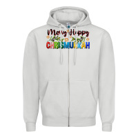 Dove Grey merry happy chrismukkah with olive branch Zipper Hoodie - FaDigitalArtStudio