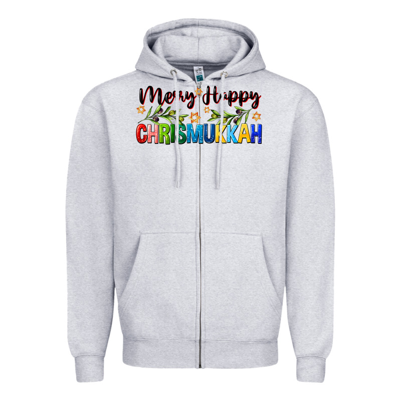 Merry Happy Chrismukkah With Olive Branch Zipper Hoodie by FaDigitalArtStudio | Teevron