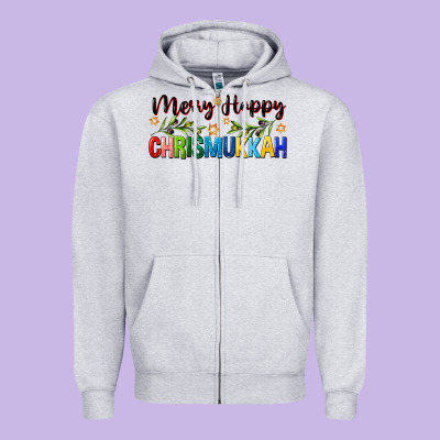 Merry Happy Chrismukkah With Olive Branch Zipper Hoodie Designed By Fadigitalartstudio