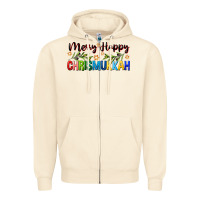 Sandshell merry happy chrismukkah with olive branch Zipper Hoodie - FaDigitalArtStudio