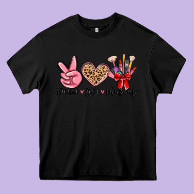 Peace Love Makeup Heavy Core Tee Designed By Maliassmallbusiness