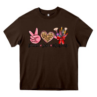 Chocolate Brown peace love makeup Heavy Core Tee - MaliasSmallBusiness
