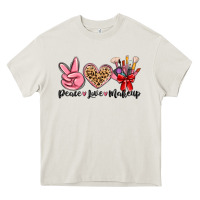 Cream peace love makeup Heavy Core Tee - MaliasSmallBusiness