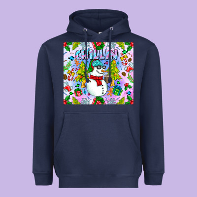 Chillin Snow Heavyweight Hoodie Designed By Cowhidedigitalart