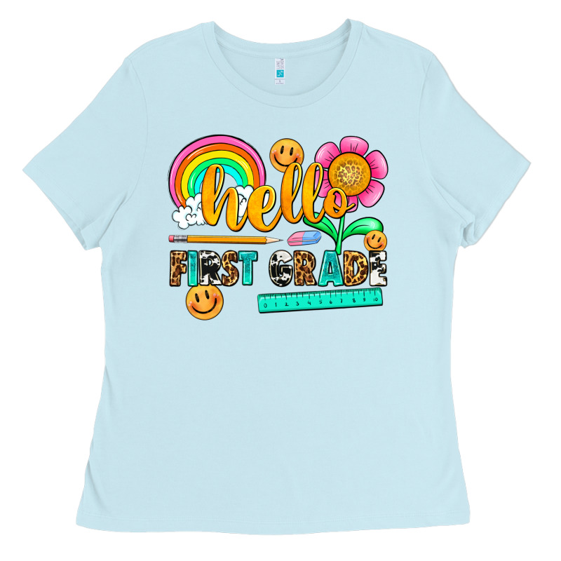 Hello First Grade Ladies Tee by NancyCooperArtShop | Teevron