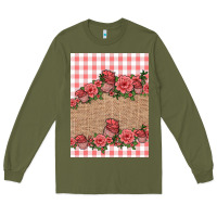 Army Green valentines day burlap background Long Sleeve Tee - Jasminsmagicworld