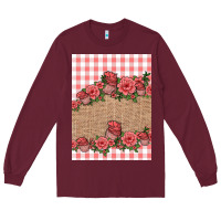 Burgundy valentines day burlap background Long Sleeve Tee - Jasminsmagicworld