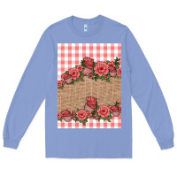 Colony Blue valentines day burlap background Long Sleeve Tee - Jasminsmagicworld