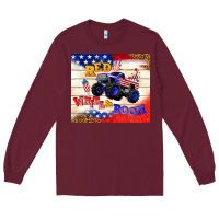 Burgundy red white & boom Long Sleeve Tee - TumblerDesignByShophia