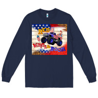 Navy red white & boom Long Sleeve Tee - TumblerDesignByShophia