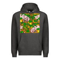 Charcoal Heather St. Patrick's Day Pig And Candy Pot Of Gold Premium Hoodie - FaDigitalArtStudio