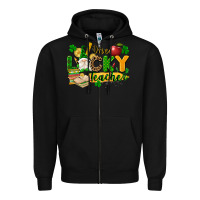 Black one lucky teacher Zipper Hoodie - FaDigitalArtStudio