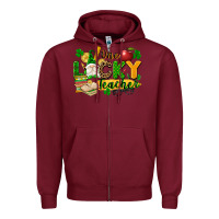 Burgundy one lucky teacher Zipper Hoodie - FaDigitalArtStudio