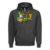 Charcoal Heather one lucky teacher Zipper Hoodie - FaDigitalArtStudio