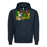 Navy one lucky teacher Zipper Hoodie - FaDigitalArtStudio