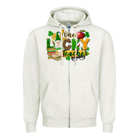Oatmeal Heather one lucky teacher Zipper Hoodie - FaDigitalArtStudio