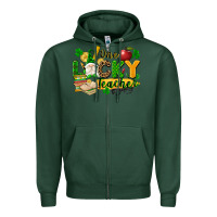 Sports Green one lucky teacher Zipper Hoodie - FaDigitalArtStudio