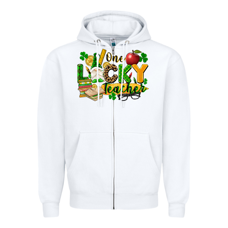 One Lucky Teacher Zipper Hoodie by FaDigitalArtStudio | Teevron