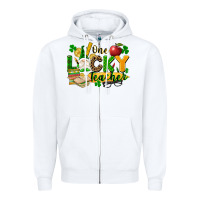 White one lucky teacher Zipper Hoodie - FaDigitalArtStudio