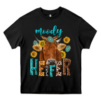 Black moody cow Heavy Core Tee - NancyCooperArtShop