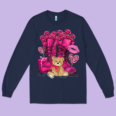 Army Boots Valentine's Day Long Sleeve Tee Designed By Howdyjamesfarm