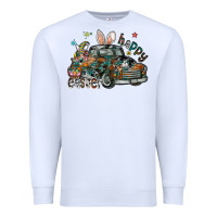 White Happy Easter Premium Sweatshirt - CowhideDigitalArt