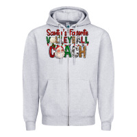 Heather Grey Santa's Favorite Volleyball Coach For Christmas Zipper Hoodie - FaDigitalArtStudio