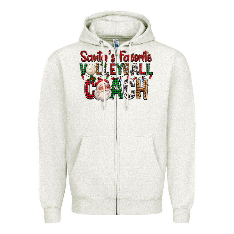 Santa's Favorite Volleyball Coach For Christmas Zipper Hoodie by FaDigitalArtStudio | Teevron