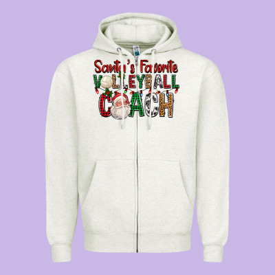 Santa's Favorite Volleyball Coach For Christmas Zipper Hoodie Designed By Fadigitalartstudio